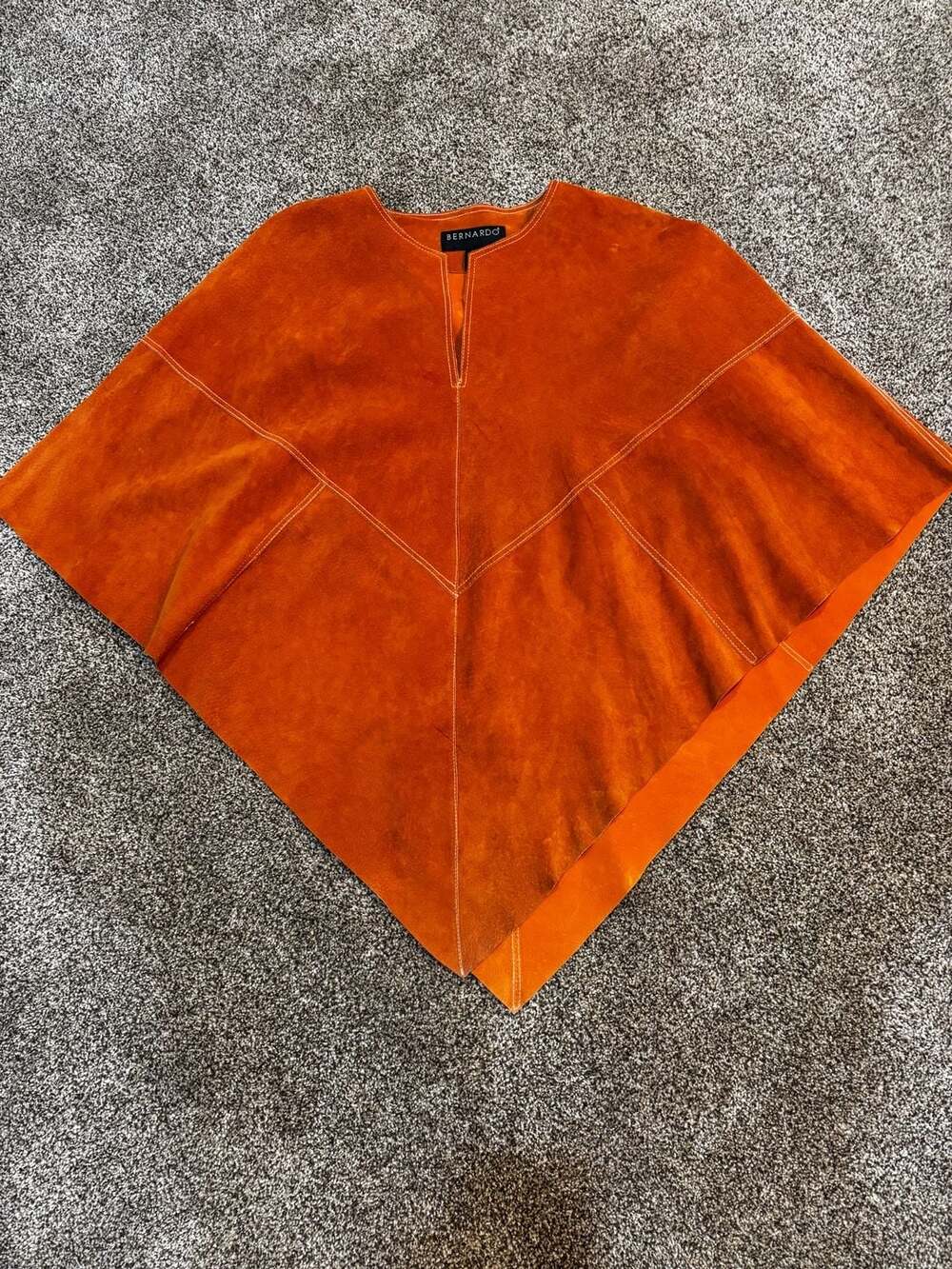 Bernardo Genuine Leather Suede Poncho Cape in Burnt Orange